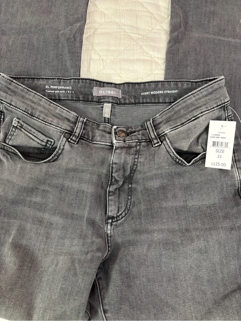 NWT DL1961 Men Avery Modern Straight Leg Jeans In Dark Grey Wash Sz 31x34